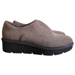 Clarks Airabell Skye Loafer Shoes Womens Size 9.5 M Tan Pebble Suede Comfort